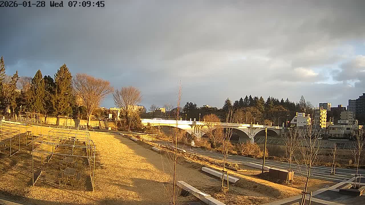 Miyagi, Sendai Ohashi Bridge & Hirose River from Mori Civic Square ( 森市民広場から望む宮城県、仙台大橋、広瀬川 ) Live Cam  - Kawauchi Oimawashi, Aoba Ward, Sendai, Miyagi, Tōhoku, Honshu, Japan