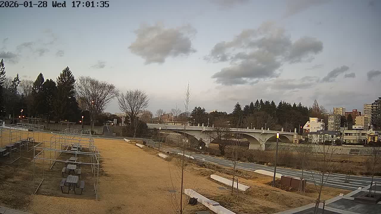 Miyagi, Sendai Ohashi Bridge & Hirose River from Mori Civic Square ( 森市民広場から望む宮城県、仙台大橋、広瀬川 ) Live Cam  - Kawauchi Oimawashi, Aoba Ward, Sendai, Miyagi, Tōhoku, Honshu, Japan