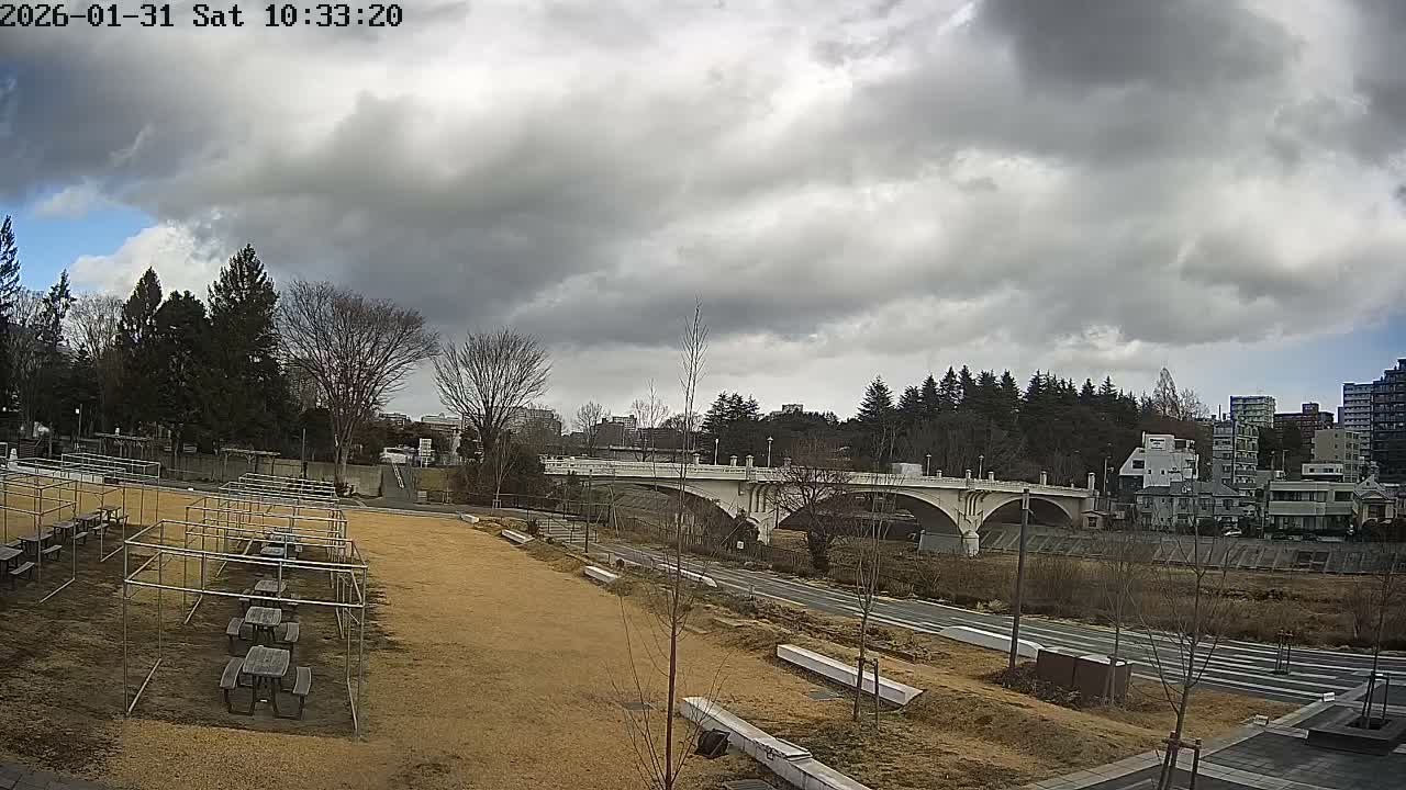 Miyagi, Sendai Ohashi Bridge & Hirose River from Mori Civic Square ( 森市民広場から望む宮城県、仙台大橋、広瀬川 ) Live Cam  - Kawauchi Oimawashi, Aoba Ward, Sendai, Miyagi, Tōhoku, Honshu, Japan