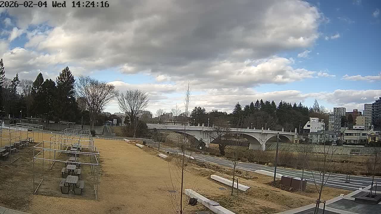 Miyagi, Sendai Ohashi Bridge & Hirose River from Mori Civic Square ( 森市民広場から望む宮城県、仙台大橋、広瀬川 ) Live Cam  - Kawauchi Oimawashi, Aoba Ward, Sendai, Miyagi, Tōhoku, Honshu, Japan