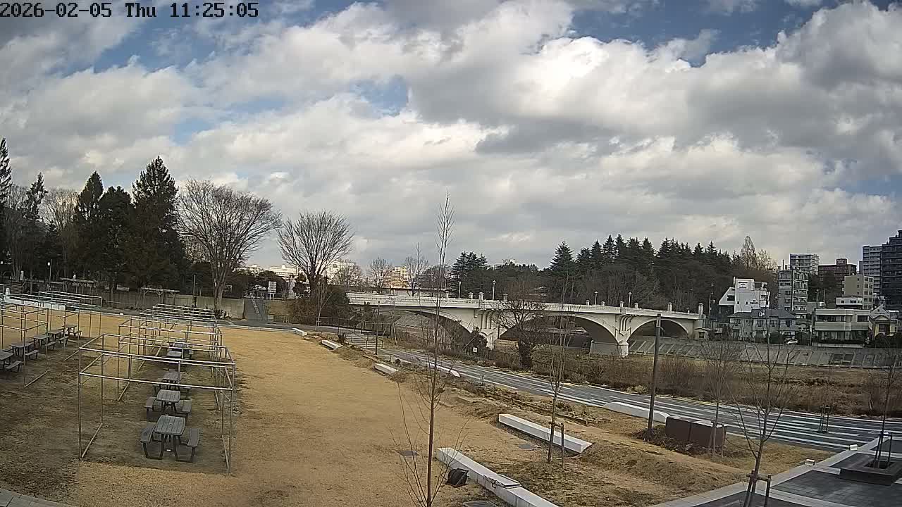 Miyagi, Sendai Ohashi Bridge & Hirose River from Mori Civic Square ( 森市民広場から望む宮城県、仙台大橋、広瀬川 ) Live Cam  - Kawauchi Oimawashi, Aoba Ward, Sendai, Miyagi, Tōhoku, Honshu, Japan