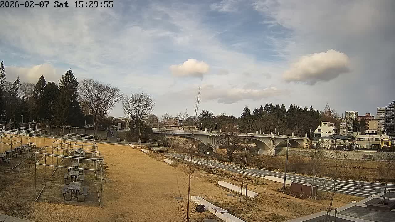 Miyagi, Sendai Ohashi Bridge & Hirose River from Mori Civic Square ( 森市民広場から望む宮城県、仙台大橋、広瀬川 ) Live Cam  - Kawauchi Oimawashi, Aoba Ward, Sendai, Miyagi, Tōhoku, Honshu, Japan