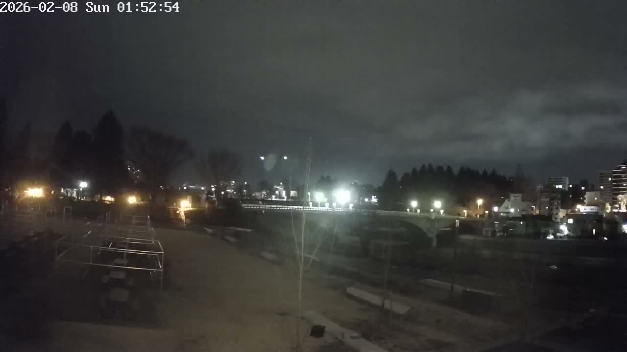 Miyagi, Sendai Ohashi Bridge & Hirose River from Mori Civic Square ( 森市民広場から望む宮城県、仙台大橋、広瀬川 ) Live Cam  - Kawauchi Oimawashi, Aoba Ward, Sendai, Miyagi, Tōhoku, Honshu, Japan