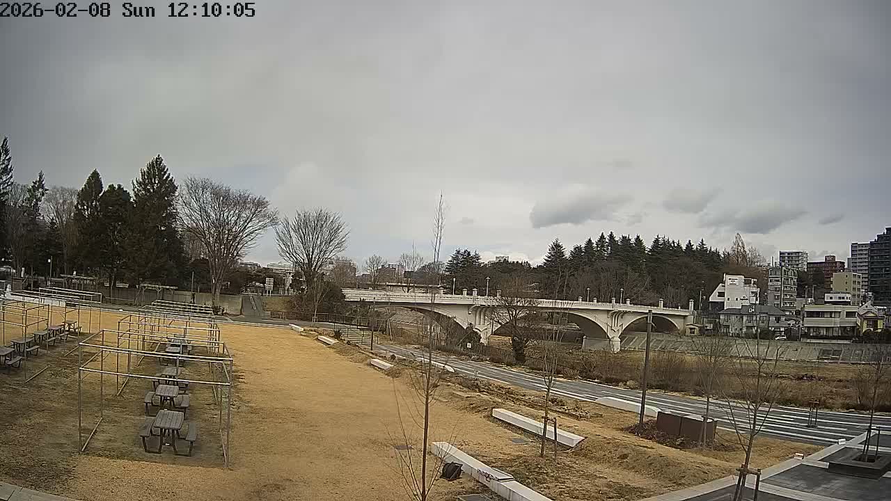 Miyagi, Sendai Ohashi Bridge & Hirose River from Mori Civic Square ( 森市民広場から望む宮城県、仙台大橋、広瀬川 ) Live Cam  - Kawauchi Oimawashi, Aoba Ward, Sendai, Miyagi, Tōhoku, Honshu, Japan