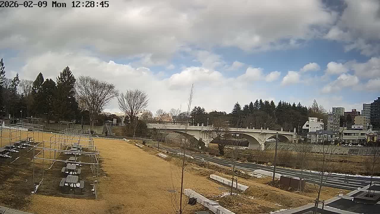 Miyagi, Sendai Ohashi Bridge & Hirose River from Mori Civic Square ( 森市民広場から望む宮城県、仙台大橋、広瀬川 ) Live Cam  - Kawauchi Oimawashi, Aoba Ward, Sendai, Miyagi, Tōhoku, Honshu, Japan