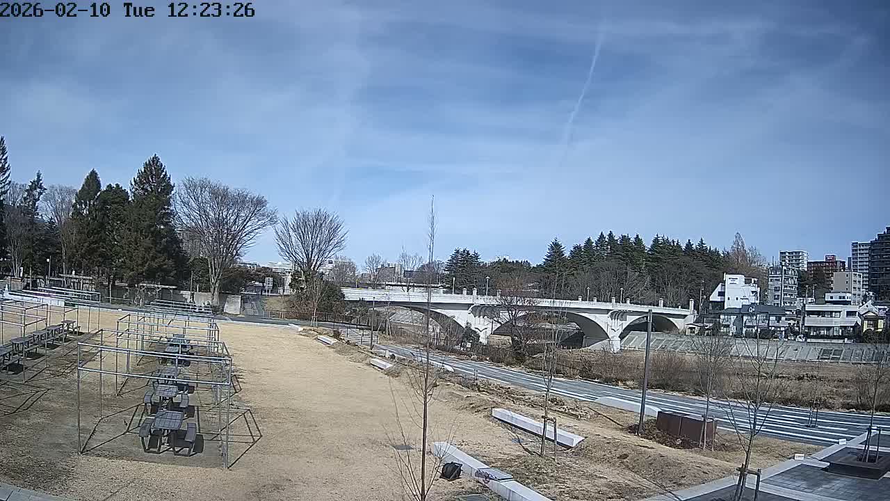Miyagi, Sendai Ohashi Bridge & Hirose River from Mori Civic Square ( 森市民広場から望む宮城県、仙台大橋、広瀬川 ) Live Cam  - Kawauchi Oimawashi, Aoba Ward, Sendai, Miyagi, Tōhoku, Honshu, Japan