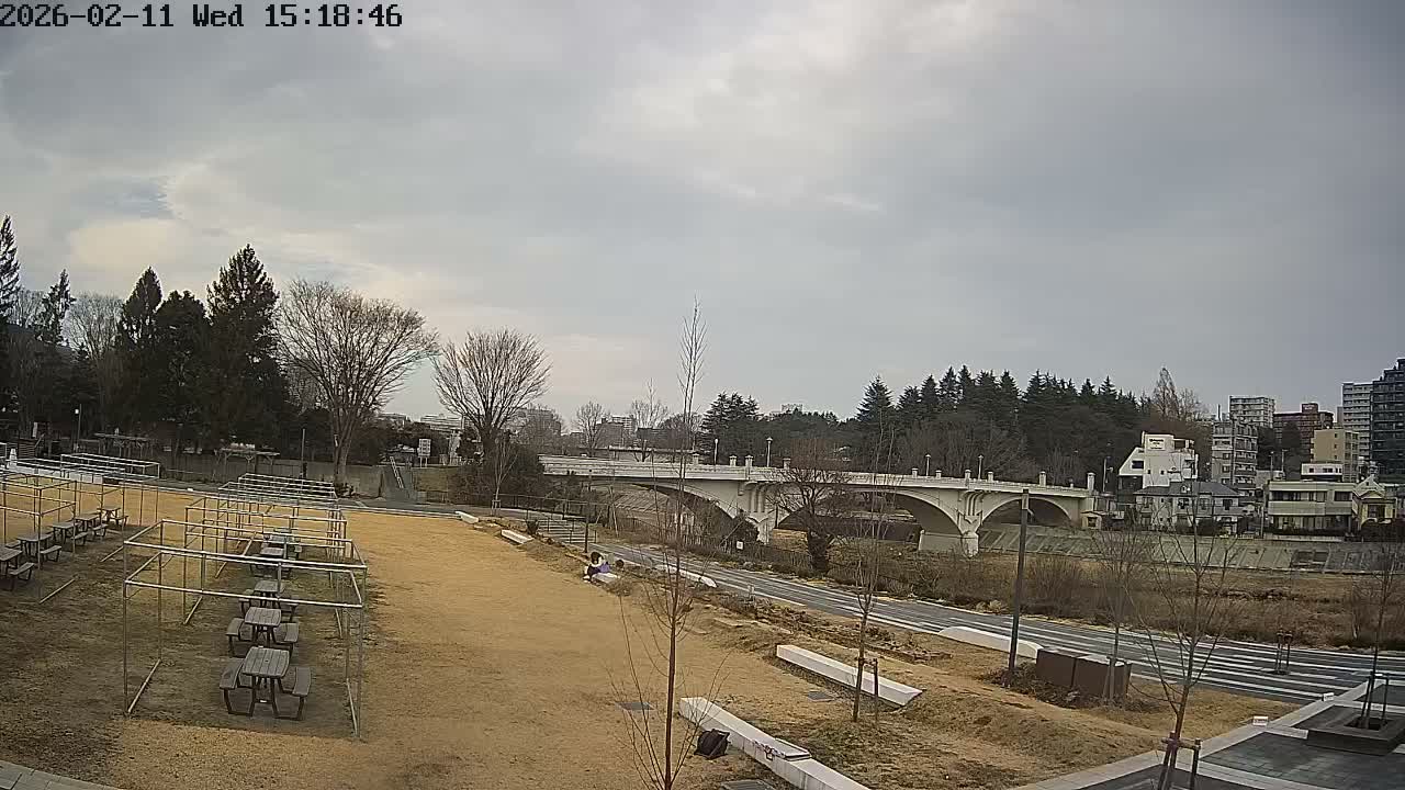 Miyagi, Sendai Ohashi Bridge & Hirose River from Mori Civic Square ( 森市民広場から望む宮城県、仙台大橋、広瀬川 ) Live Cam  - Kawauchi Oimawashi, Aoba Ward, Sendai, Miyagi, Tōhoku, Honshu, Japan