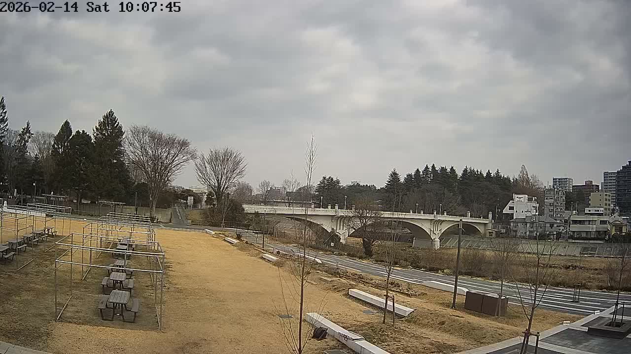 Miyagi, Sendai Ohashi Bridge & Hirose River from Mori Civic Square ( 森市民広場から望む宮城県、仙台大橋、広瀬川 ) Live Cam  - Kawauchi Oimawashi, Aoba Ward, Sendai, Miyagi, Tōhoku, Honshu, Japan