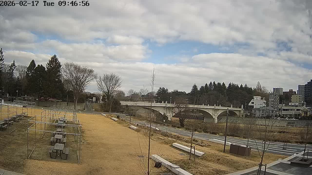 Miyagi, Sendai Ohashi Bridge & Hirose River from Mori Civic Square ( 森市民広場から望む宮城県、仙台大橋、広瀬川 ) Live Cam  - Kawauchi Oimawashi, Aoba Ward, Sendai, Miyagi, Tōhoku, Honshu, Japan