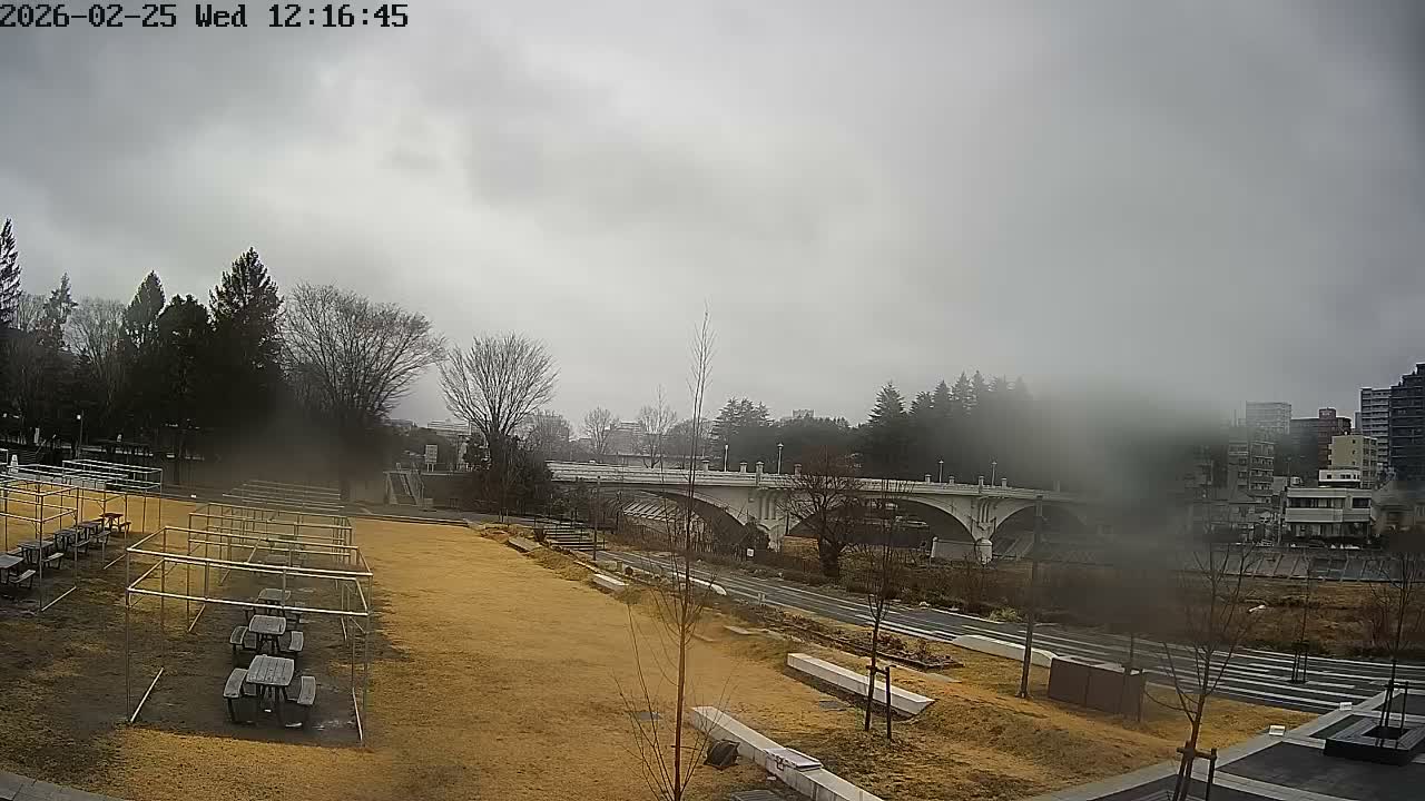 Miyagi, Sendai Ohashi Bridge & Hirose River from Mori Civic Square ( 森市民広場から望む宮城県、仙台大橋、広瀬川 ) Live Cam  - Kawauchi Oimawashi, Aoba Ward, Sendai, Miyagi, Tōhoku, Honshu, Japan