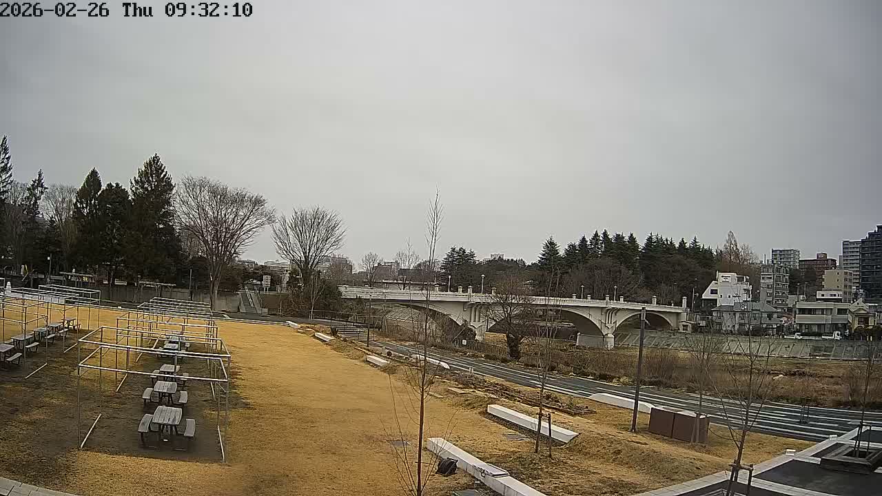 Miyagi, Sendai Ohashi Bridge & Hirose River from Mori Civic Square ( 森市民広場から望む宮城県、仙台大橋、広瀬川 ) Live Cam  - Kawauchi Oimawashi, Aoba Ward, Sendai, Miyagi, Tōhoku, Honshu, Japan