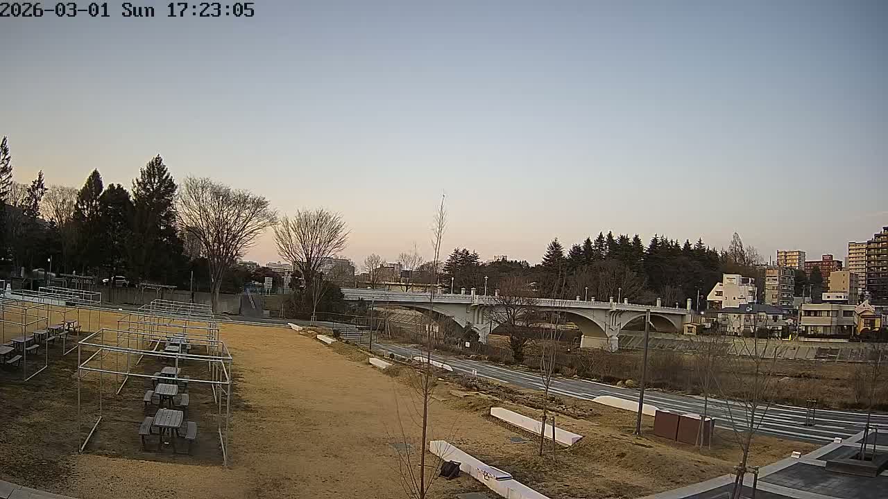 Miyagi, Sendai Ohashi Bridge & Hirose River from Mori Civic Square ( 森市民広場から望む宮城県、仙台大橋、広瀬川 ) Live Cam  - Kawauchi Oimawashi, Aoba Ward, Sendai, Miyagi, Tōhoku, Honshu, Japan
