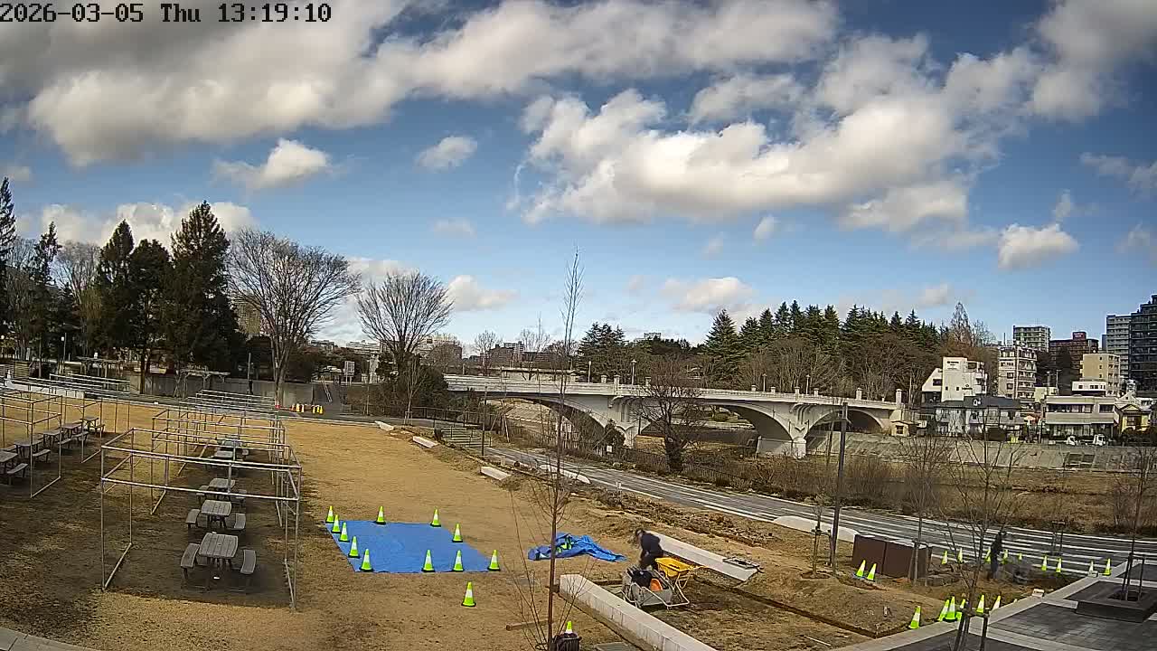 Miyagi, Sendai Ohashi Bridge & Hirose River from Mori Civic Square ( 森市民広場から望む宮城県、仙台大橋、広瀬川 ) Live Cam  - Kawauchi Oimawashi, Aoba Ward, Sendai, Miyagi, Tōhoku, Honshu, Japan