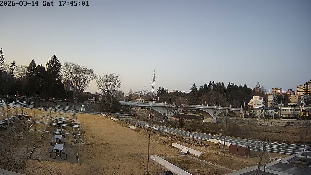 Miyagi, Sendai Ohashi Bridge & Hirose River from Mori Civic Square ( 森市民広場から望む宮城県、仙台大橋、広瀬川 ) Live Cam  - Kawauchi Oimawashi, Aoba Ward, Sendai, Miyagi, Tōhoku, Honshu, Japan