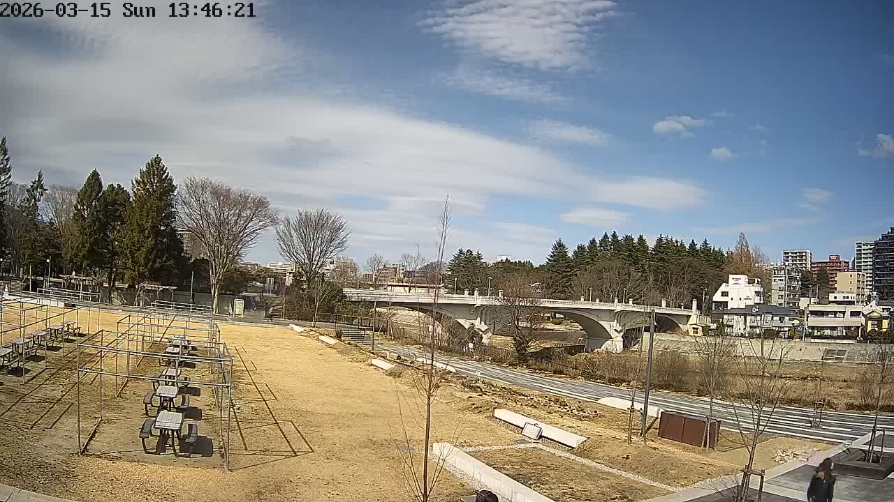 Miyagi, Sendai Ohashi Bridge & Hirose River from Mori Civic Square ( 森市民広場から望む宮城県、仙台大橋、広瀬川 ) Live Cam  - Kawauchi Oimawashi, Aoba Ward, Sendai, Miyagi, Tōhoku, Honshu, Japan