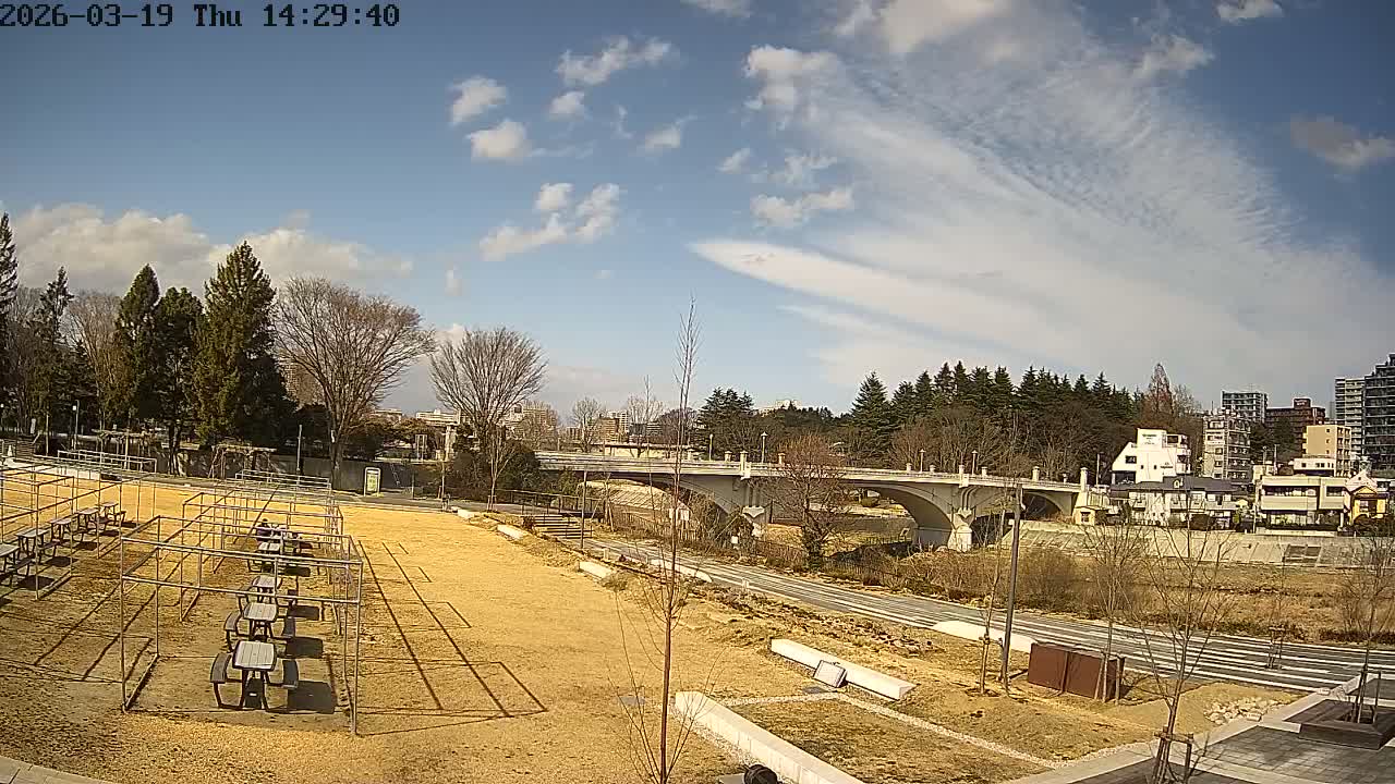 Miyagi, Sendai Ohashi Bridge & Hirose River from Mori Civic Square ( 森市民広場から望む宮城県、仙台大橋、広瀬川 ) Live Cam  - Kawauchi Oimawashi, Aoba Ward, Sendai, Miyagi, Tōhoku, Honshu, Japan