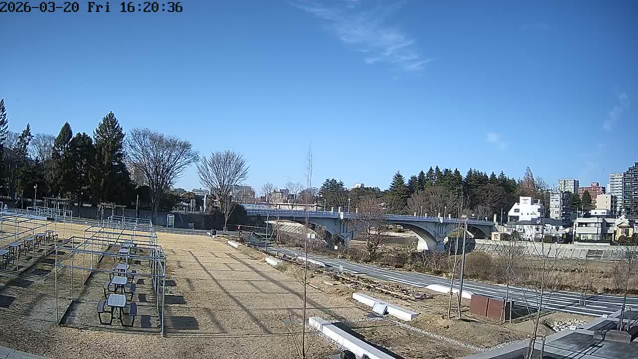 Miyagi, Sendai Ohashi Bridge & Hirose River from Mori Civic Square ( 森市民広場から望む宮城県、仙台大橋、広瀬川 ) Live Cam  - Kawauchi Oimawashi, Aoba Ward, Sendai, Miyagi, Tōhoku, Honshu, Japan