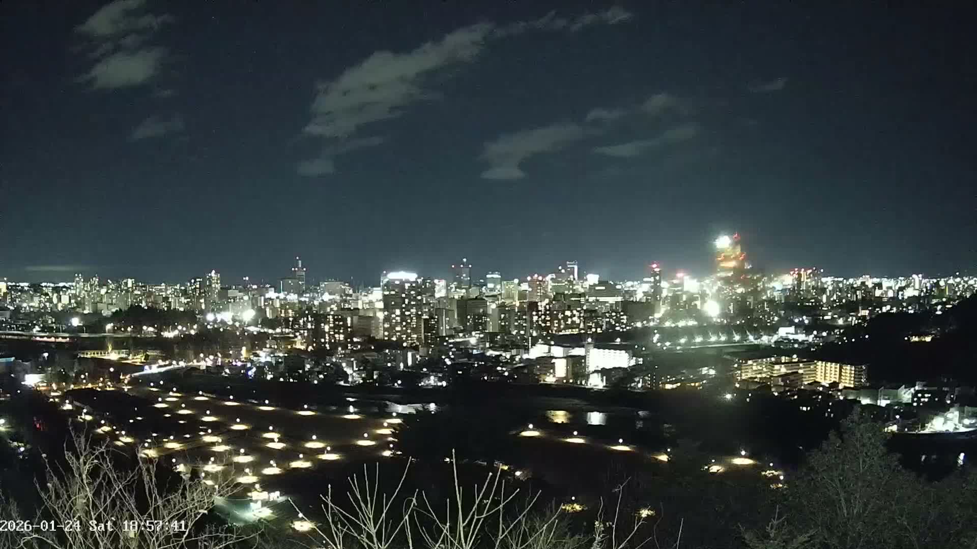 Miyagi, Sendai City Skyline ( 宮城県仙台市のスカイライン )  Live Cam  - Kawauchi , Aoba Ward, Sendai, Miyagi, Tōhoku, Honshu, Japan