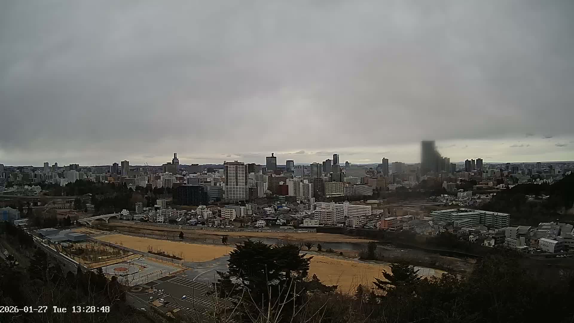 Miyagi, Sendai City Skyline ( 宮城県仙台市のスカイライン )  Live Cam  - Kawauchi , Aoba Ward, Sendai, Miyagi, Tōhoku, Honshu, Japan