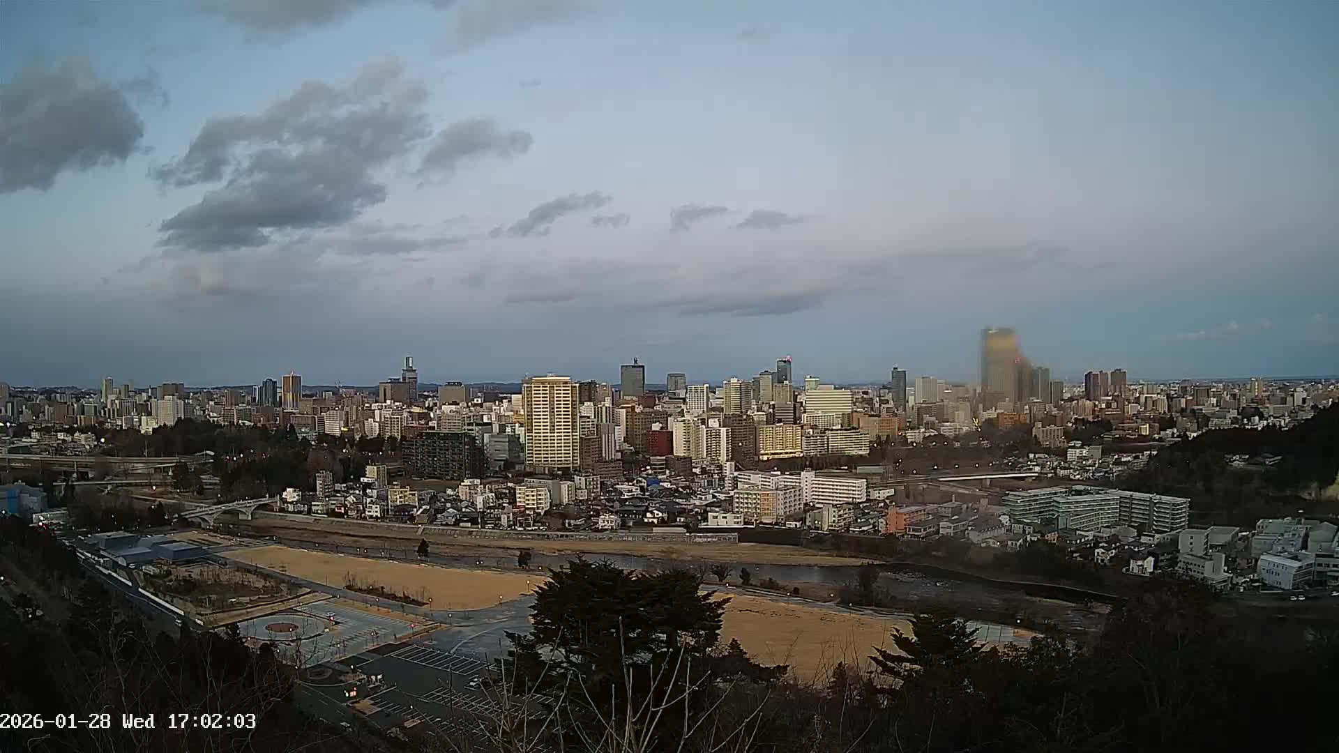 Miyagi, Sendai City Skyline ( 宮城県仙台市のスカイライン )  Live Cam  - Kawauchi , Aoba Ward, Sendai, Miyagi, Tōhoku, Honshu, Japan