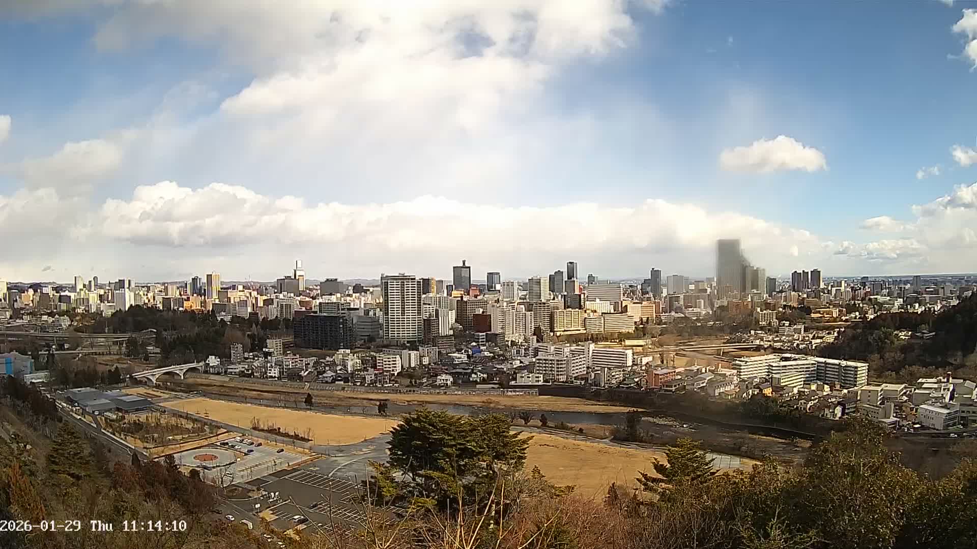 Miyagi, Sendai City Skyline ( 宮城県仙台市のスカイライン )  Live Cam  - Kawauchi , Aoba Ward, Sendai, Miyagi, Tōhoku, Honshu, Japan
