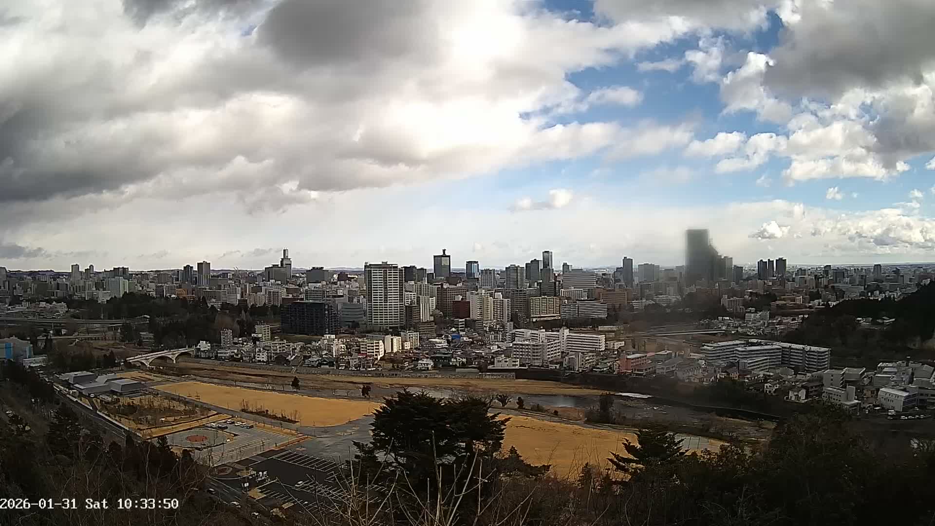 Miyagi, Sendai City Skyline ( 宮城県仙台市のスカイライン )  Live Cam  - Kawauchi , Aoba Ward, Sendai, Miyagi, Tōhoku, Honshu, Japan
