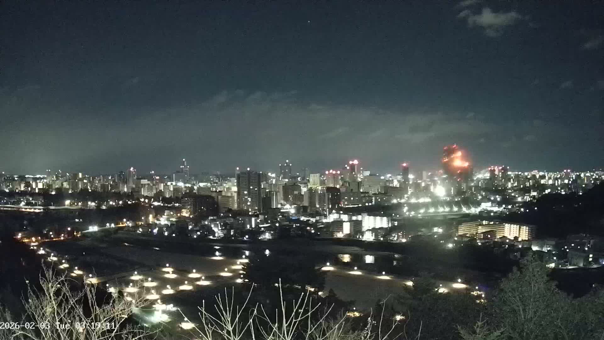Miyagi, Sendai City Skyline ( 宮城県仙台市のスカイライン )  Live Cam  - Kawauchi , Aoba Ward, Sendai, Miyagi, Tōhoku, Honshu, Japan