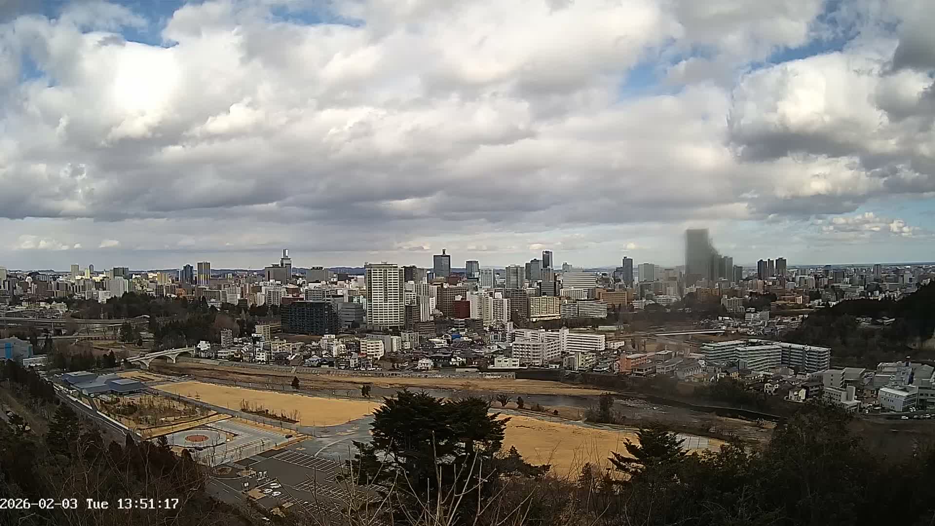 Miyagi, Sendai City Skyline ( 宮城県仙台市のスカイライン )  Live Cam  - Kawauchi , Aoba Ward, Sendai, Miyagi, Tōhoku, Honshu, Japan