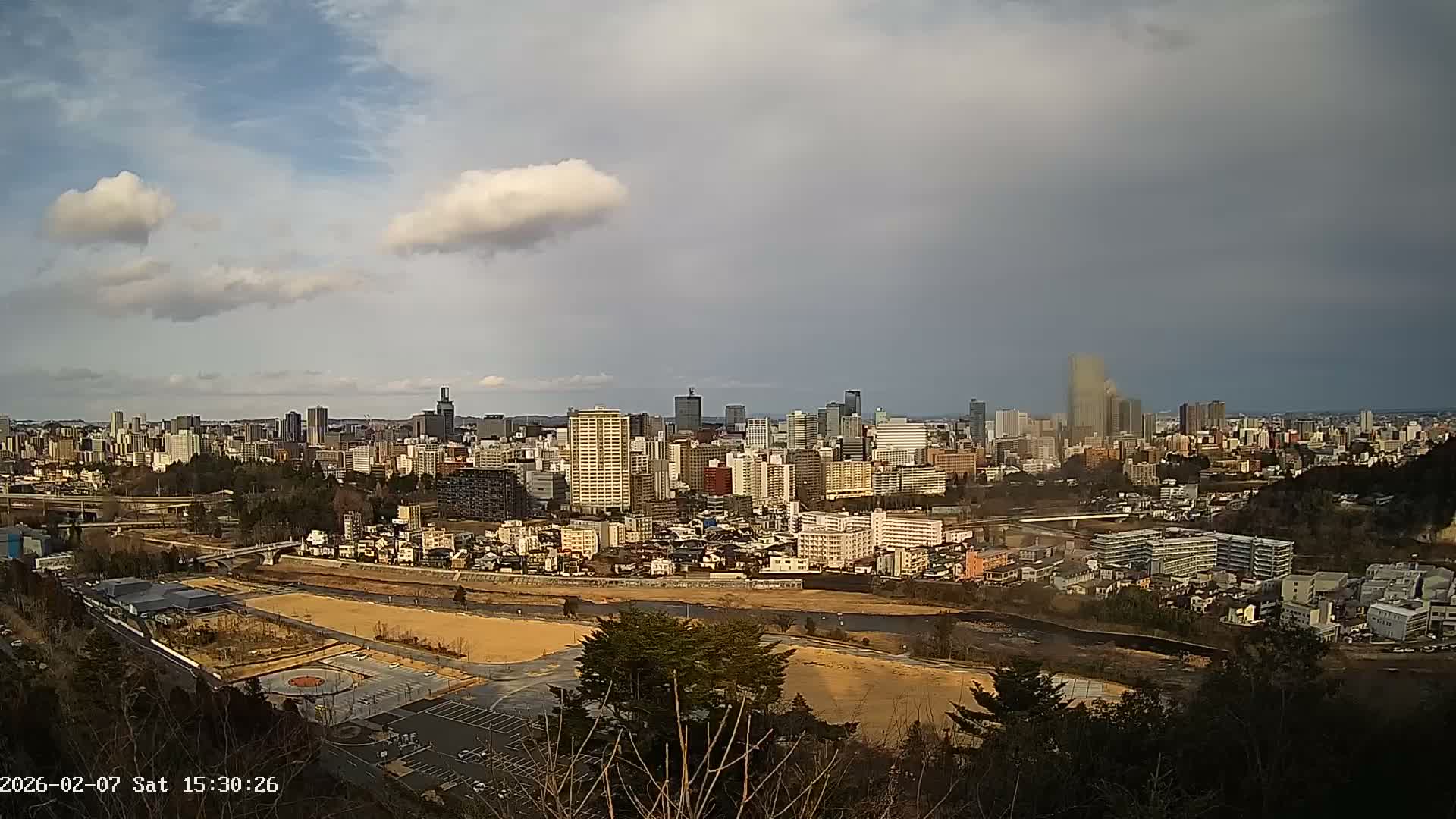 Miyagi, Sendai City Skyline ( 宮城県仙台市のスカイライン )  Live Cam  - Kawauchi , Aoba Ward, Sendai, Miyagi, Tōhoku, Honshu, Japan