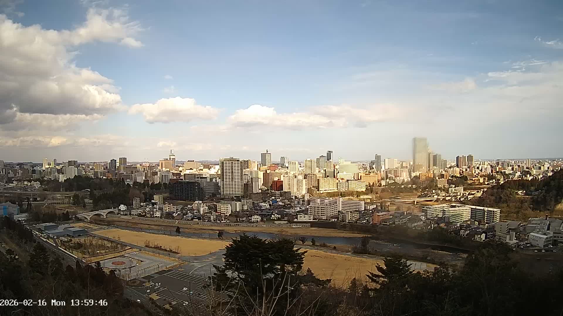 Miyagi, Sendai City Skyline ( 宮城県仙台市のスカイライン )  Live Cam  - Kawauchi , Aoba Ward, Sendai, Miyagi, Tōhoku, Honshu, Japan