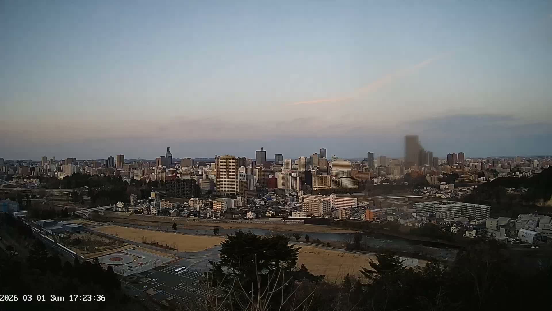 Miyagi, Sendai City Skyline ( 宮城県仙台市のスカイライン )  Live Cam  - Kawauchi , Aoba Ward, Sendai, Miyagi, Tōhoku, Honshu, Japan