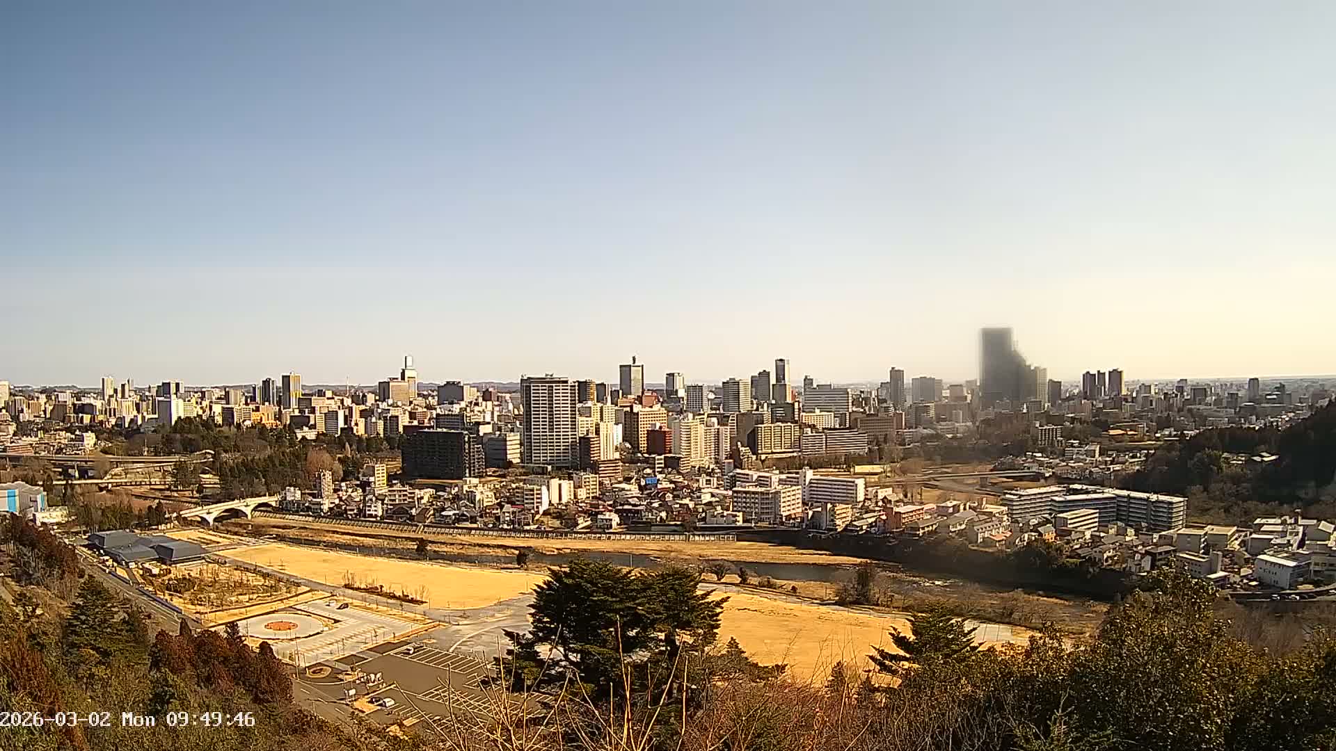 Miyagi, Sendai City Skyline ( 宮城県仙台市のスカイライン )  Live Cam  - Kawauchi , Aoba Ward, Sendai, Miyagi, Tōhoku, Honshu, Japan