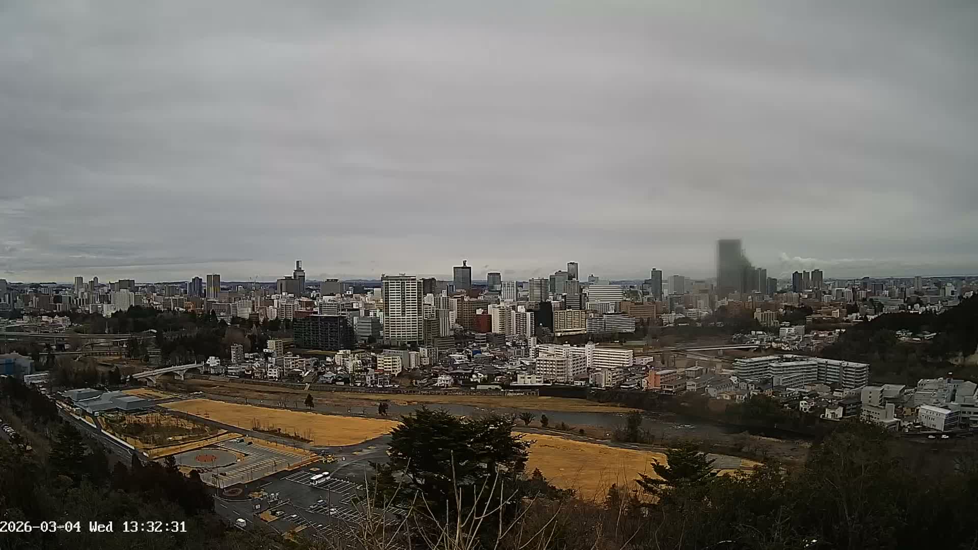 Miyagi, Sendai City Skyline ( 宮城県仙台市のスカイライン )  Live Cam  - Kawauchi , Aoba Ward, Sendai, Miyagi, Tōhoku, Honshu, Japan