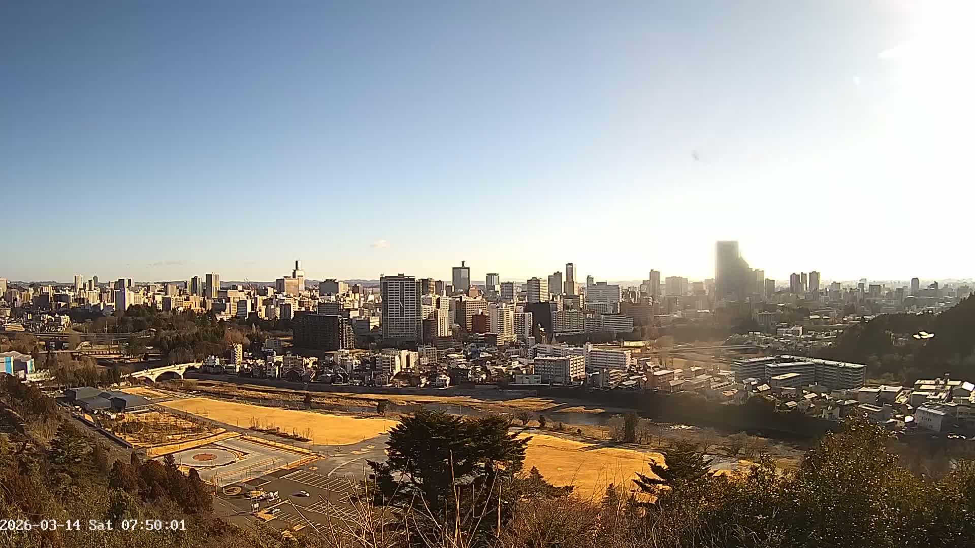 Miyagi, Sendai City Skyline ( 宮城県仙台市のスカイライン )  Live Cam  - Kawauchi , Aoba Ward, Sendai, Miyagi, Tōhoku, Honshu, Japan