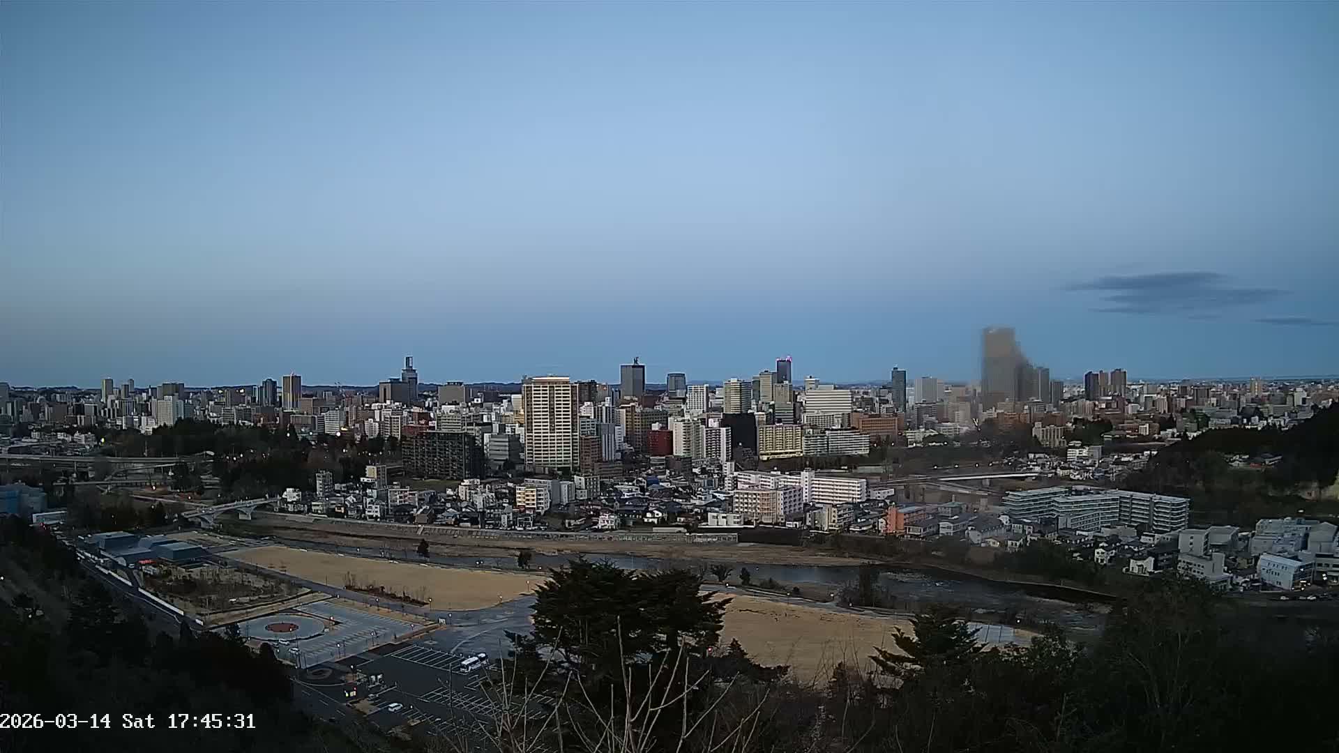 Miyagi, Sendai City Skyline ( 宮城県仙台市のスカイライン )  Live Cam  - Kawauchi , Aoba Ward, Sendai, Miyagi, Tōhoku, Honshu, Japan