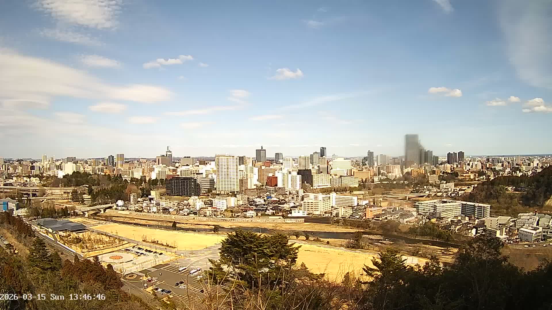Miyagi, Sendai City Skyline ( 宮城県仙台市のスカイライン )  Live Cam  - Kawauchi , Aoba Ward, Sendai, Miyagi, Tōhoku, Honshu, Japan