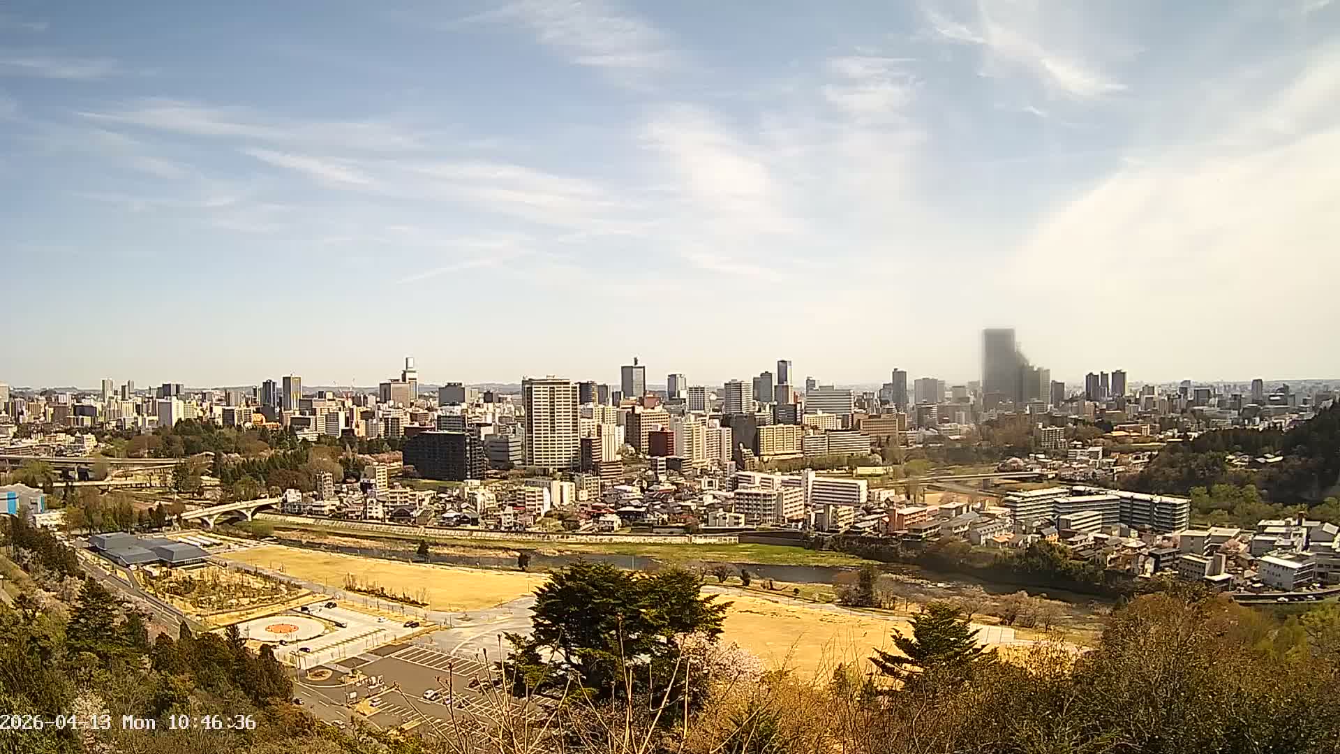 Miyagi, Sendai City Skyline ( 宮城県仙台市のスカイライン )  Live Cam  - Kawauchi , Aoba Ward, Sendai, Miyagi, Tōhoku, Honshu, Japan