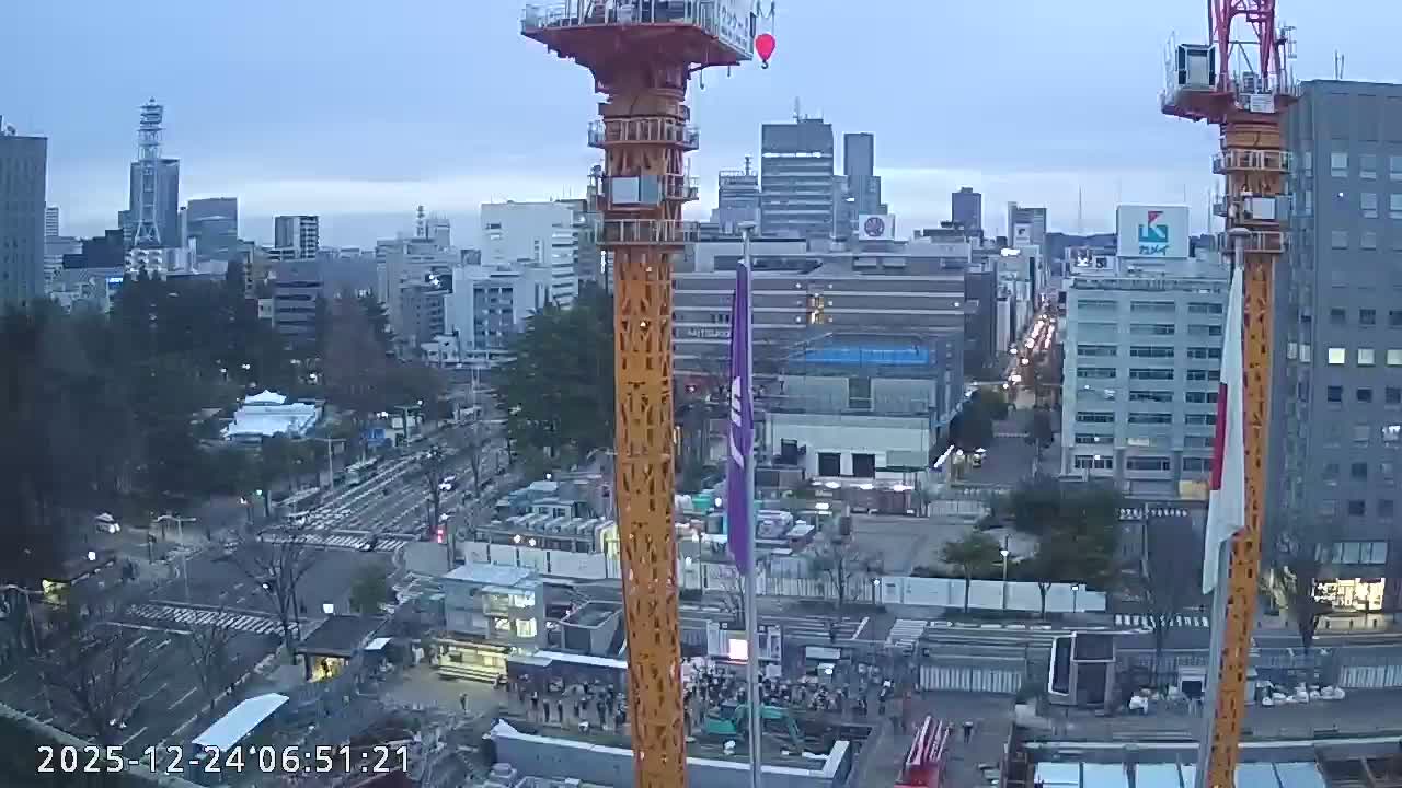 Miyagi, Sendai City Downtown ( 宮城県仙台市のスカイライン ) Live Cam - 3 Chome, Kokubuncho, Aoba Ward, Miyagi, Tōhoku, Honshu, Japan