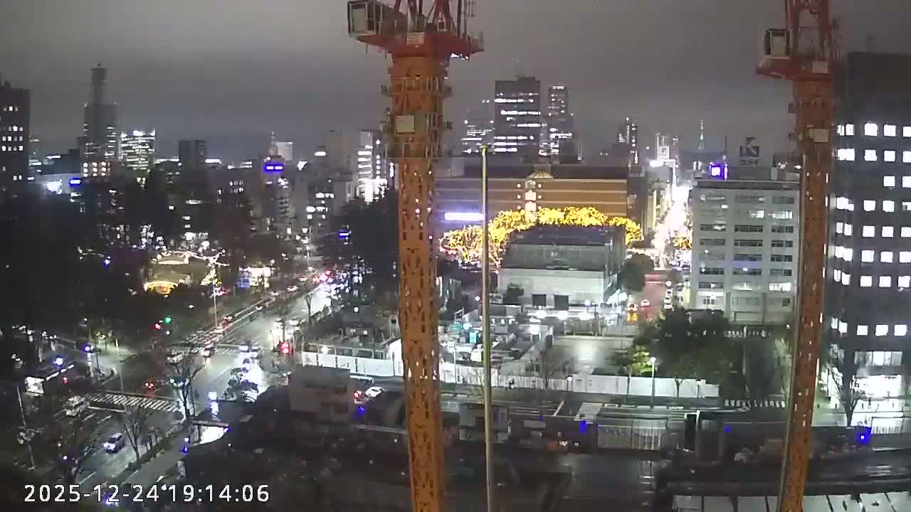 Miyagi, Sendai City Downtown ( 宮城県仙台市のスカイライン ) Live Cam - 3 Chome, Kokubuncho, Aoba Ward, Miyagi, Tōhoku, Honshu, Japan