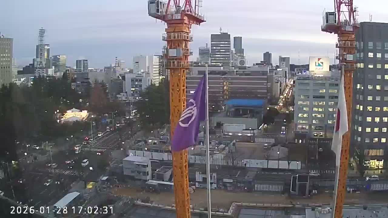 Miyagi, Sendai City Downtown ( 宮城県仙台市のスカイライン ) Live Cam - 3 Chome, Kokubuncho, Aoba Ward, Miyagi, Tōhoku, Honshu, Japan