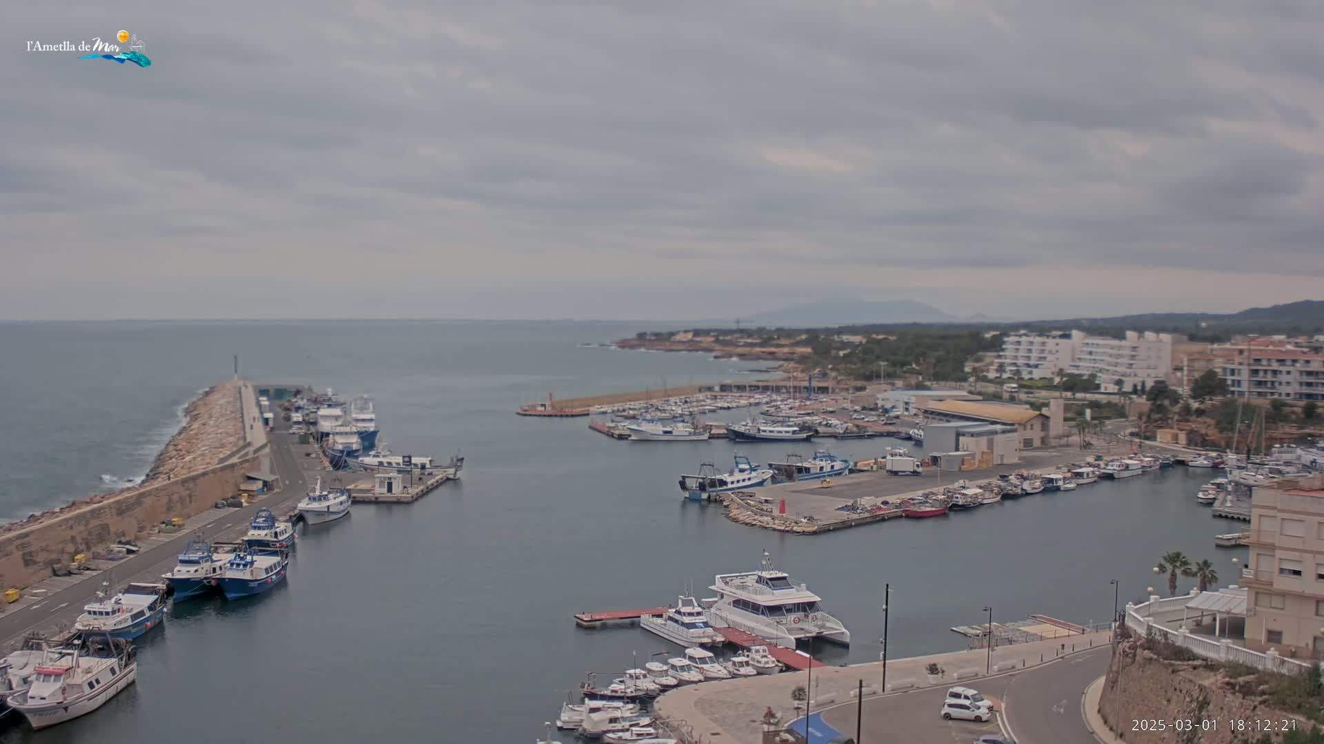 A harbor filled with numerous boats and yachts under an overcast sky.