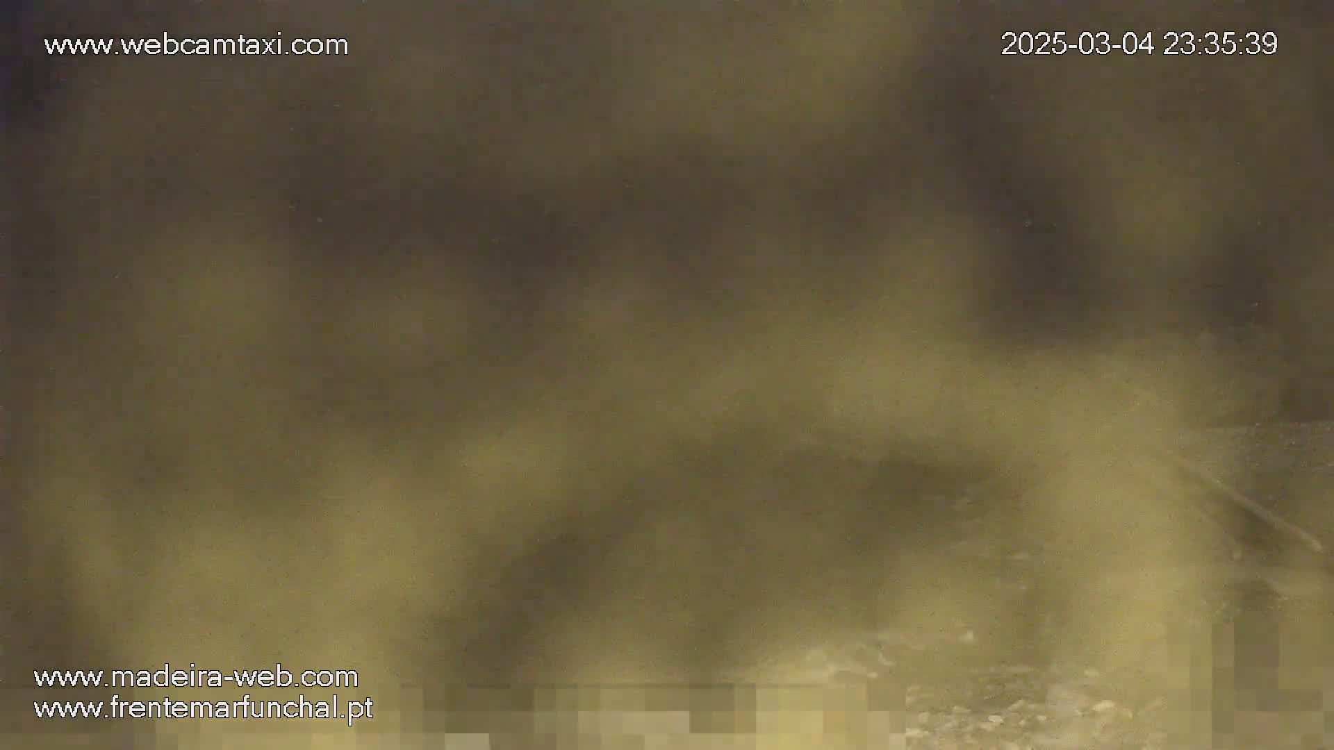 A blurry, dark olive-green image shows an indistinct scene at night.