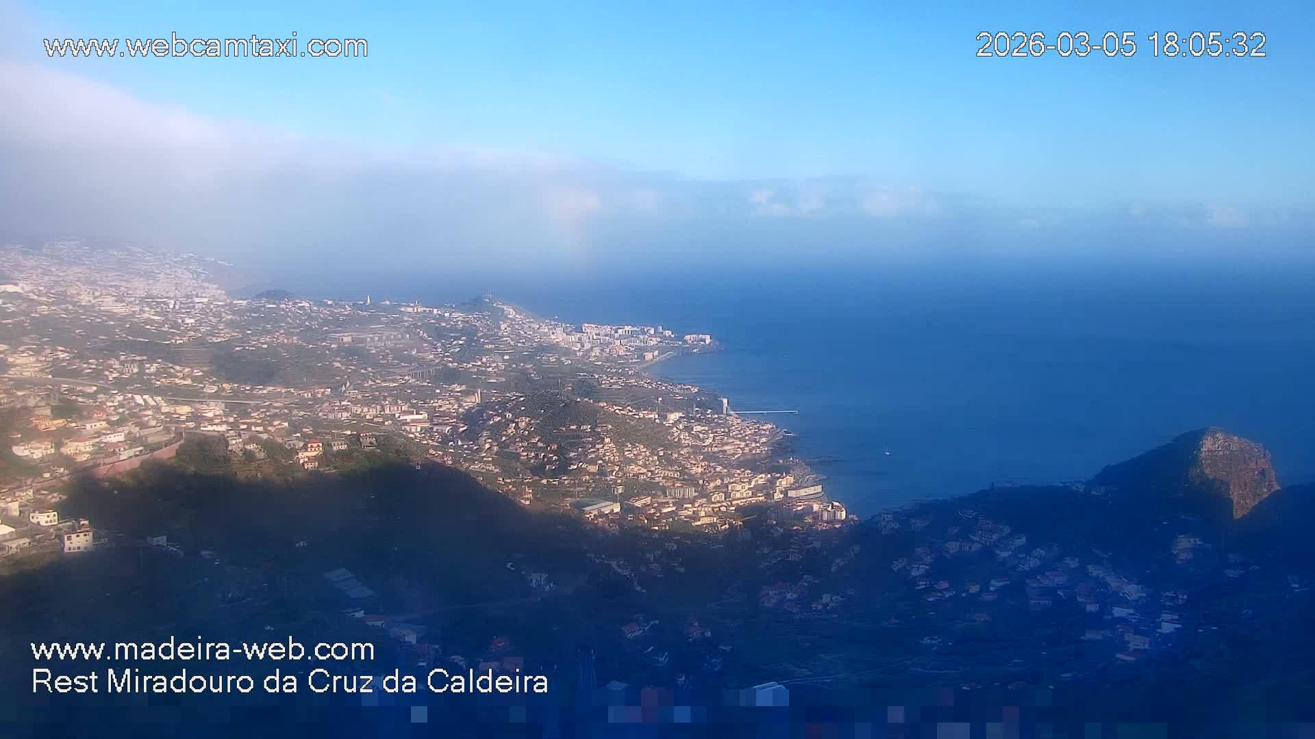 Cruz da Caldeira & West Fucnhal Skyline Live Cam - Camara de Lobos, Madeira, Portugal