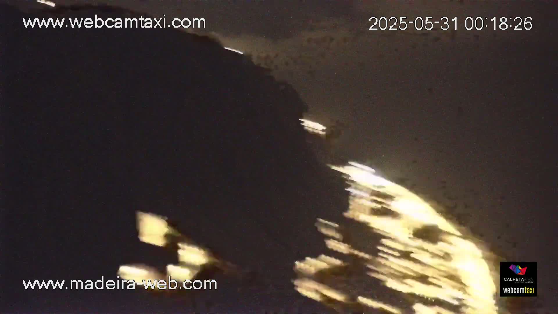 A blurry, bright light streaks across a dark night sky.