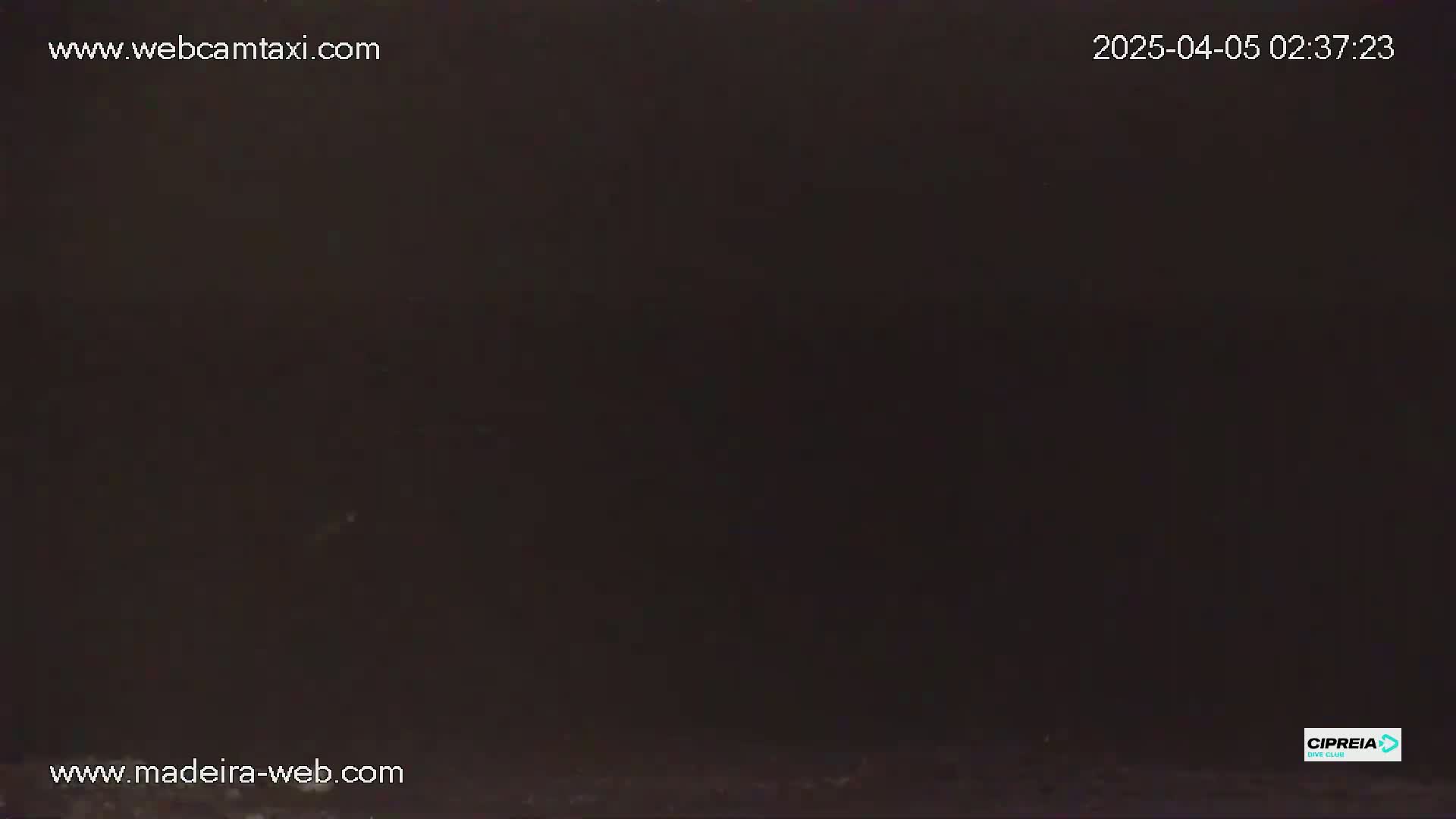 The image shows a completely dark scene at night.