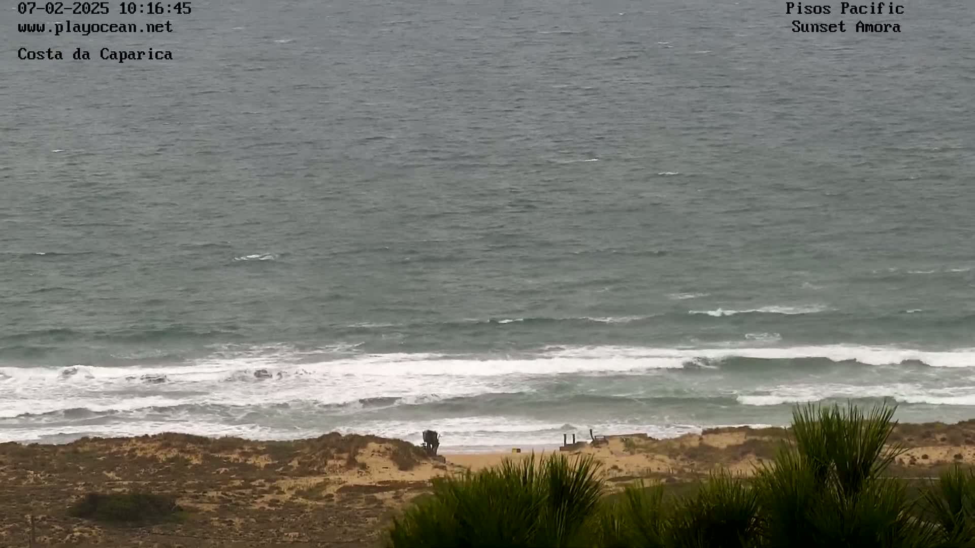 Costa da Caparica Coast Line & Atlantic Ocean Live Cam - Almada, Setubal, Portugal