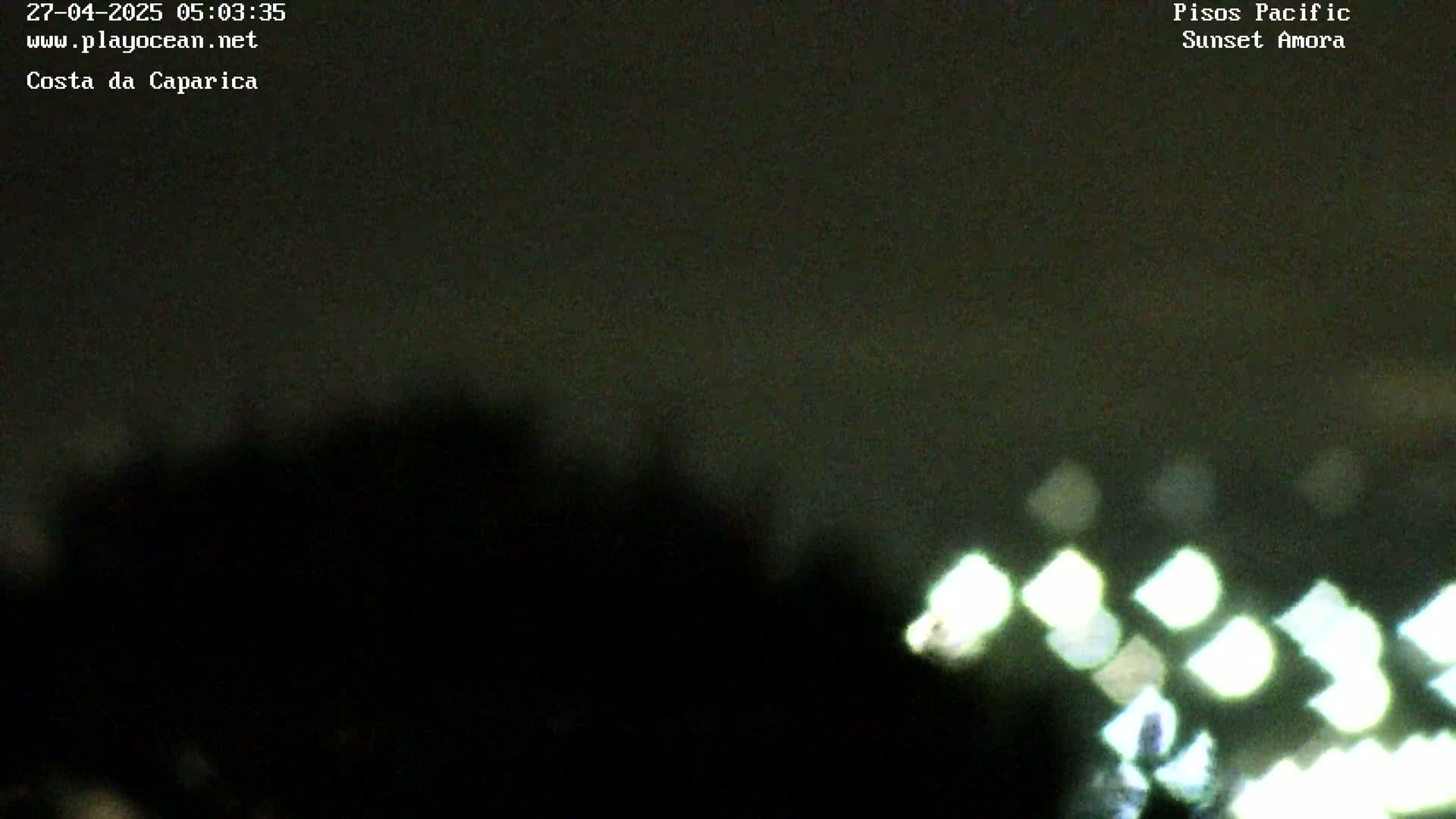 A blurry, nighttime image shows indistinct shapes and out-of-focus lights.