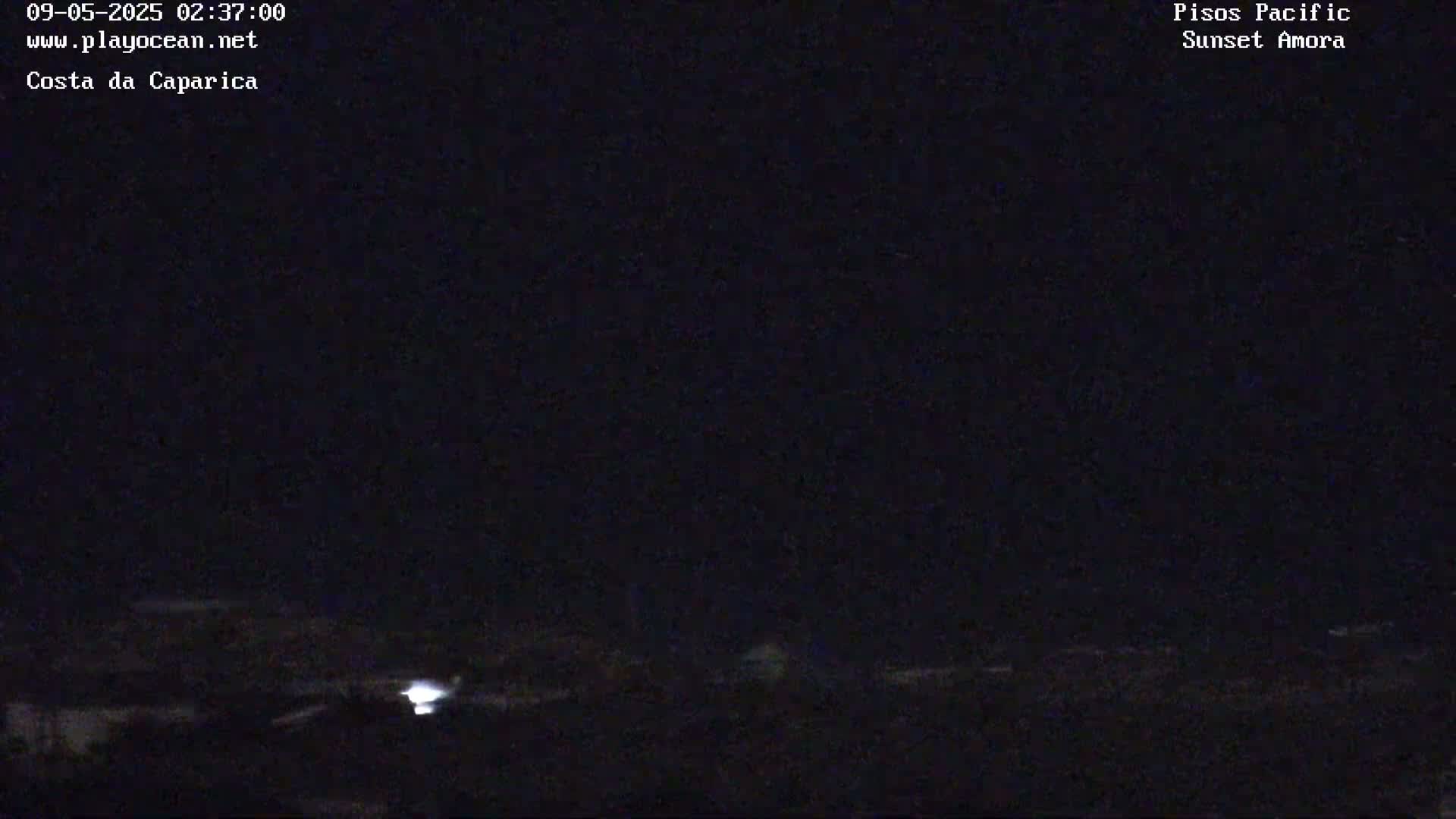 A dark, nighttime scene shows a dimly lit landscape under a clear, black sky.