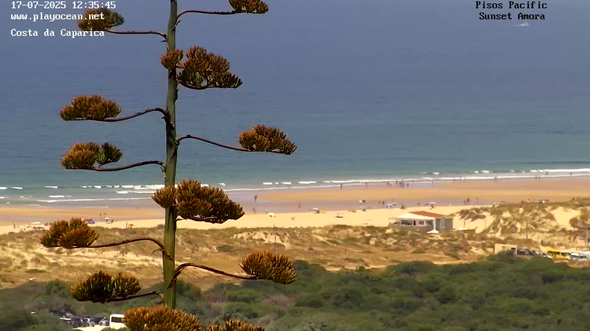 Costa da Caparica Coast Line & Atlantic Ocean Live Cam - Almada, Setubal, Lisbon, Portugal