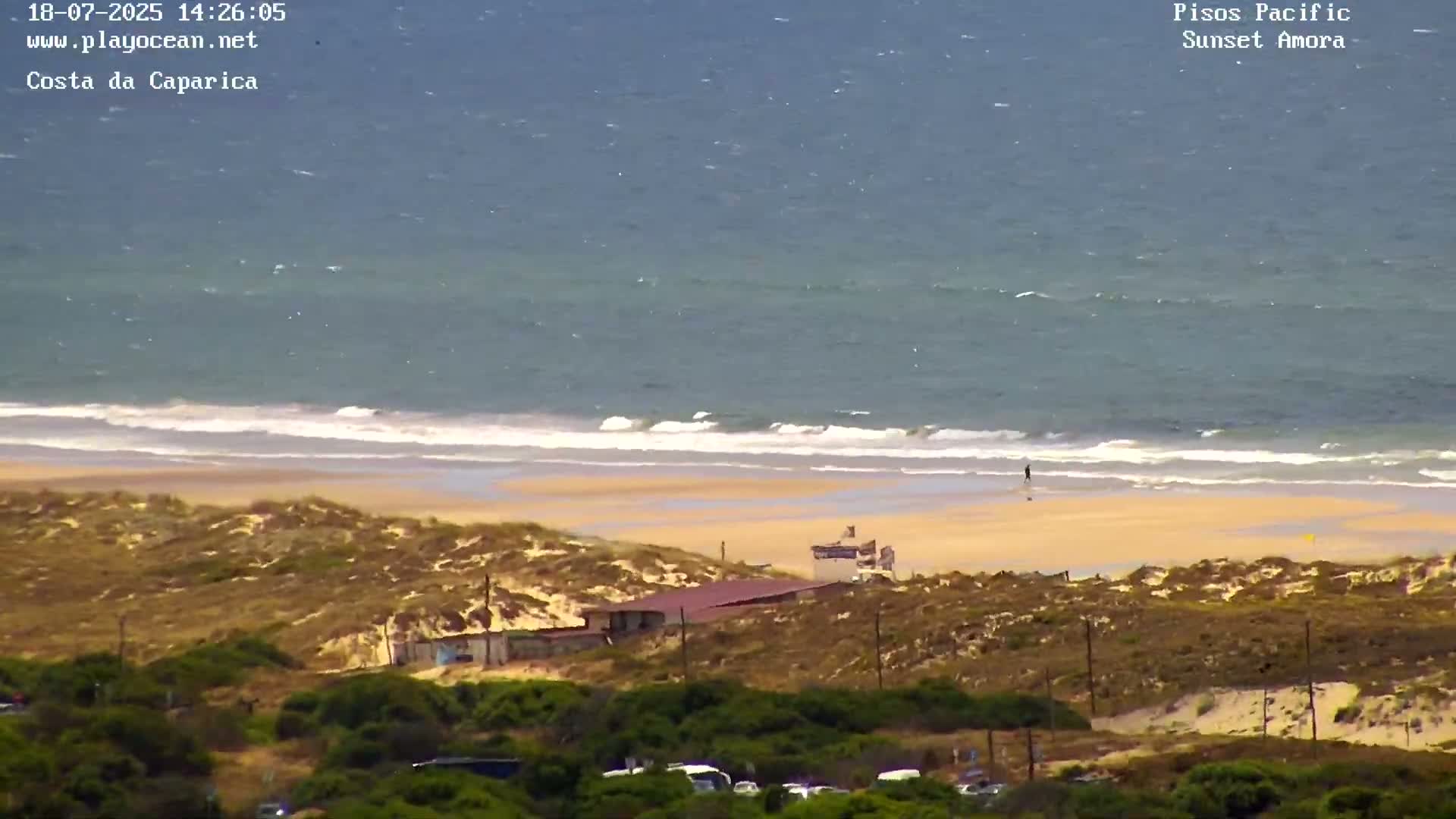 Costa da Caparica Coast Line & Atlantic Ocean Live Cam - Almada, Setubal, Lisbon, Portugal